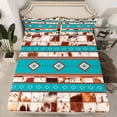 thumbnail image 2 of Manfei Rustic Western Aztec Twin Sheet Sets,Country Farmhouse Lodge Twin Fitted Sheet,Cyan Brown Flat Sheet For Men Women,Breathable Home Decor,3 Pieces, 2 of 7
