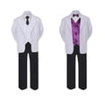 thumbnail image 2 of 7pc Boy Formal Necktie Black White Suit Set Satin Bow Tie & Vest Baby Sm-20 Teen, 2 of 3
