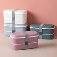 thumbnail image 2 of 2set Microwavable 2 Layer Lunch Box with Compartments Leakproof Bento Box Food Container Lunch Box Gray & Green, 2 of 7