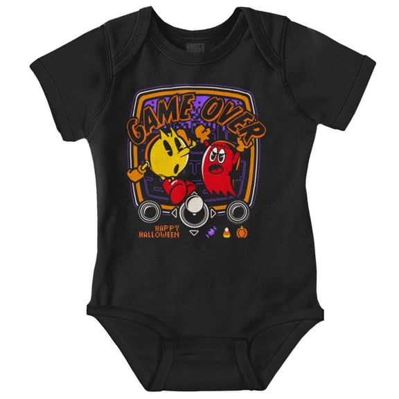 PACMAN Happy Halloween Game Over Romper Boys or Girls Infant Baby Brisco Brands NB