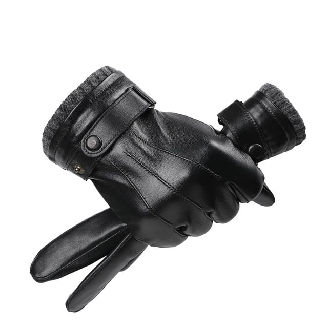 Guantes de invierno para hombre, de piel sintética, cálidos, de forro polar grueso, resistentes al viento, protección contra el frío, térmicos, antideslizantes, para pantalla táctil, para