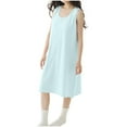 thumbnail image 2 of Ailaofu Nightgowns for Women Cotton Nightgown House Dress Short Sleeve Dress Embroidered Lounge Dress With chest pad, 2 of 6