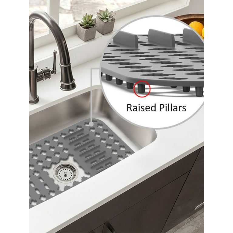 Silicone Sink Protector Non-slip Grey Sink Mat for Bottom Heat-Resistant  Grid Tableware Dish Drying Pad Kitchen Reusable Sink - AliExpress