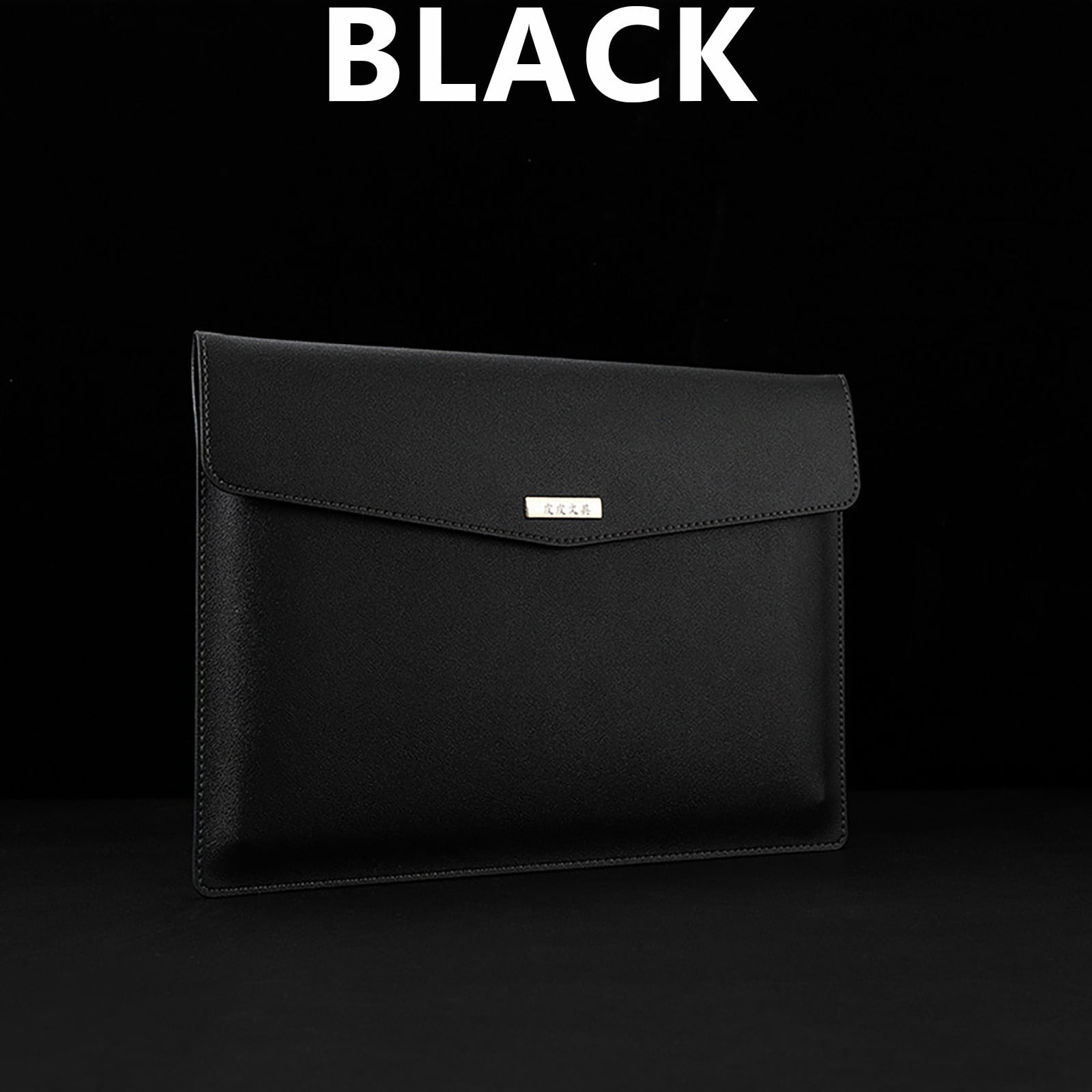A4 Waterproof Leather File Folder, Durable Faux Leather Envelope Document Folder, Bag Pouch Holder, Ideal for Office, Business, Data Paper Easy Briefcase Bag with Buckle, 3Pcs(Black,13x9.6")