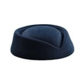thumbnail image 3 of Wool Cap Stewardess Pillbox Hat Teardrop Fascinator Base Sweet Design Dark Blue One Size, 3 of 3
