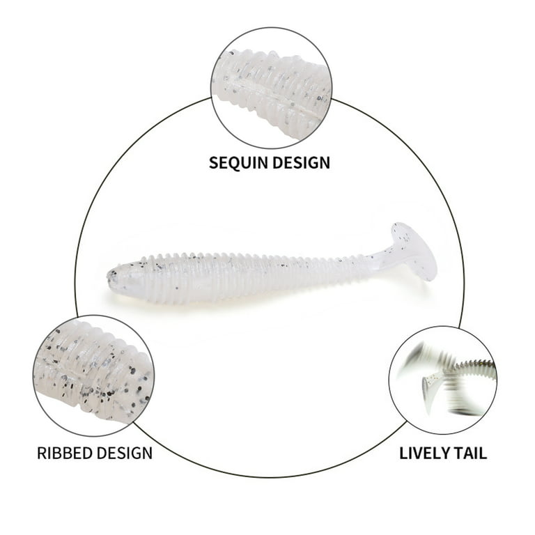 15Pcs Soft Fishing Lures Silicone Baits Kit Soft Paddle Tail