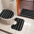 thumbnail image 4 of Black White Geometric Bath Mat 3 Piece Bathroom Rug Set, Modern Striped Plaid Abstract Art Non Slip Bath Rug Contour Mat and Toilet Lid Cover, Absorbent Shower Mats Soft Bath Rugs and Mats Sets, 4 of 8