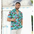 thumbnail image 4 of LA LEELA Men's Hawaiian Shirts Short Sleeve Button Down Shirt Men's Summer Shirts Casual Beach Vacation Hawaii Island Shirts for Men Funny L Palm Flamingos, Blue, 4 of 6