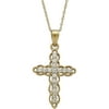 Precious Sentiments 10kt Yellow Gold Scalloped Design Cross with CZ Pendant, 18" Necklace