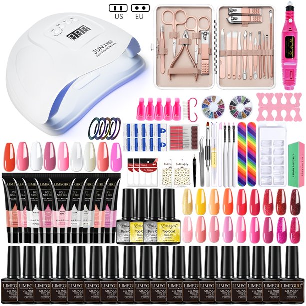 Limegirl Nail Set UV LED Lamp Dryer With 27/18/12 Pcs Nail Gel Polish Kit Soak Off Manicure Tools Set Electric Nail Tools Set qiuyongming unisex