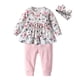 thumbnail image 1 of Conjunto De 3 Piezas De Ropa Para Bebé, Camisa Floral Con Volantes, Pantalones, Diadema (Rosa 18-24 Meses), 1 of 5