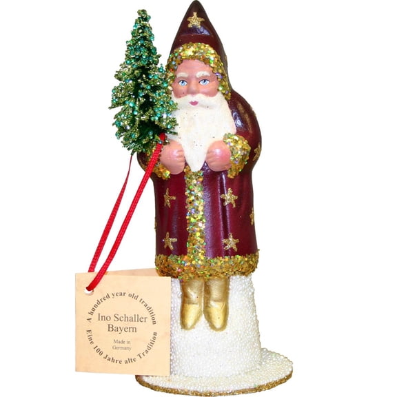 Alexander Taron 6" Vibrant Unique Santa Purple and Gold with Stars Schaller Paper Mache Candy