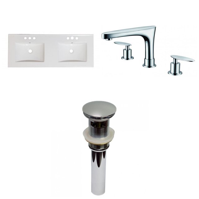 American Imaginations 48-in. W 3H8-in. Ceramic Top Set In White Color - Overflow Drain Incl. AI-32695