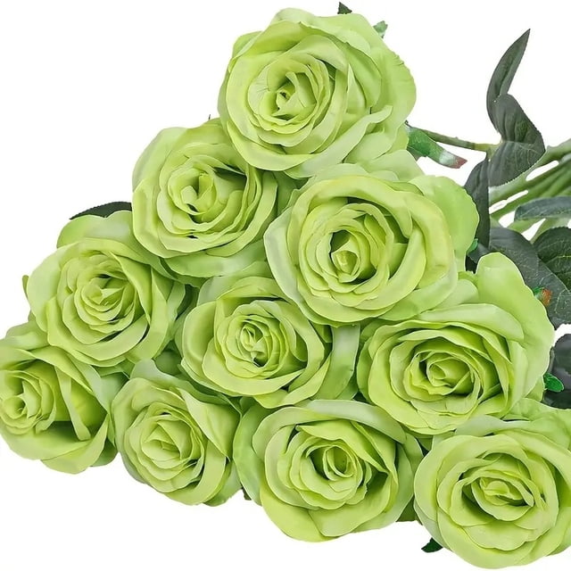 10 exquisitas rosas artificiales con tallo, rosas de seda simuladas con apariencia realista, ideales for centros de mesa de ramos de novia, decoración floral y decoración del hogar for bodas.