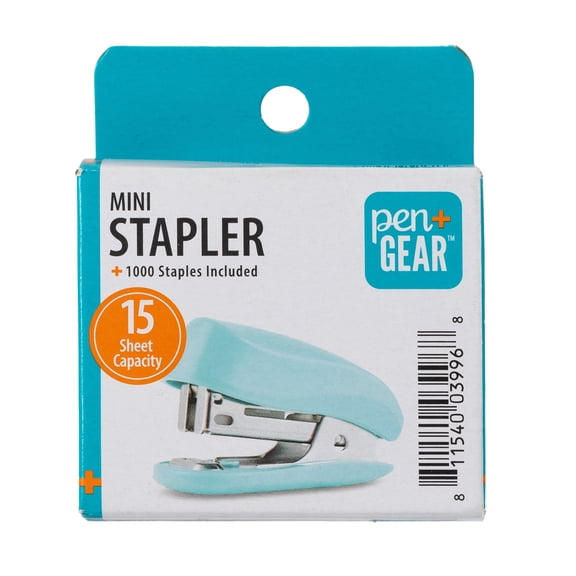 Pen+Gear 15-Sheet Mini Stapler with 1000 Staples, Blue