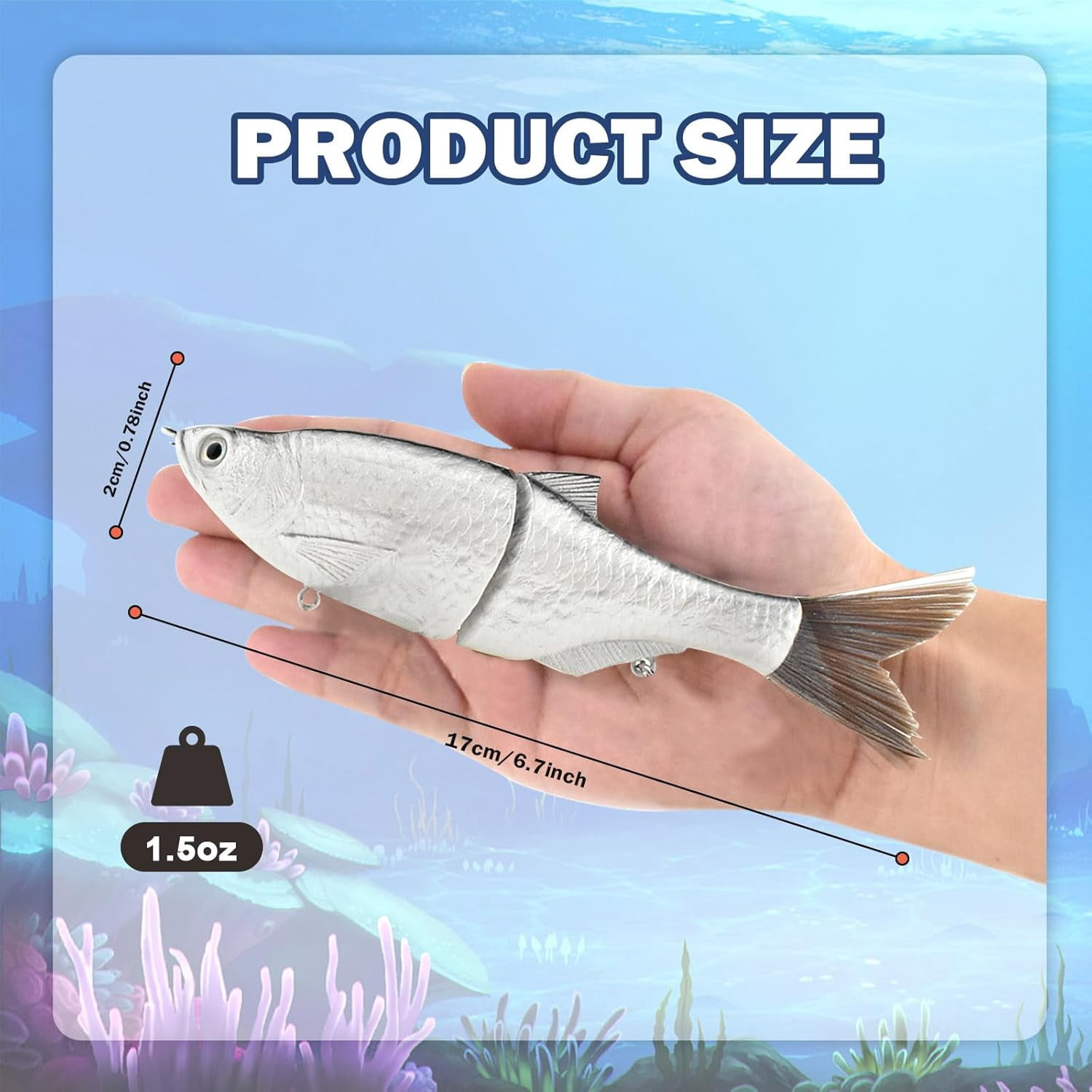 ABCISI 2 Pack Glide Bait, Unpainted Blank Fishing Lures, Glide Baits for Bass, Trout, Pike, Musky Lures, Mini Hand-Carved Fish Scales Filament Tail Gilde Bait, Lure Blanks for Fishing