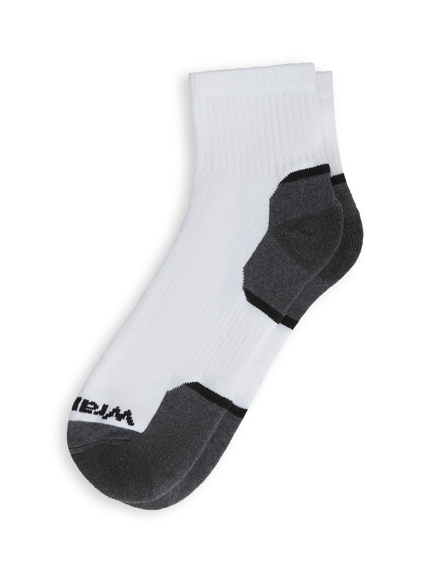 Wrangler Essential Cool Comfort Men’s Quarter Socks, Full-Cushion Crew Socks, 6-12, White, 12-Pack