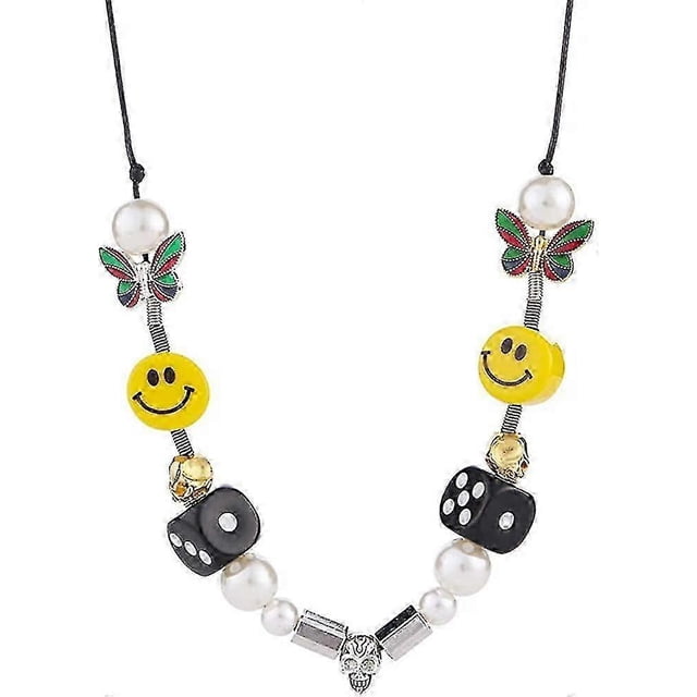 Smiley Face Neckalce Asap Rocky Butterfly Dice Pearl Skull Hip Hop Street Dance Rock Necklace For Men Women
