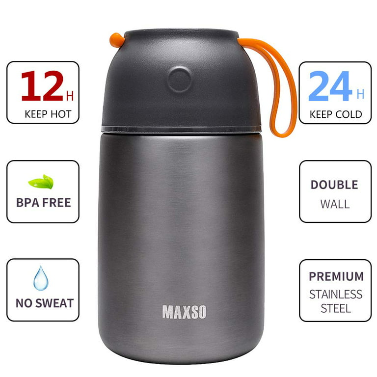MAXSO 2 Pack Vacuum Insulated Food Jar Hot Food Containers Thermos 23.7 oz  17oz