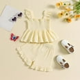 thumbnail image 2 of Sopiago Toddler Girl Clothes 2Pcs Baby Girl Summer Outfits Ruffle Sleeveless Shirts Floral Tops + Shorts Clothing Set Beige,9-12 Months, 2 of 7