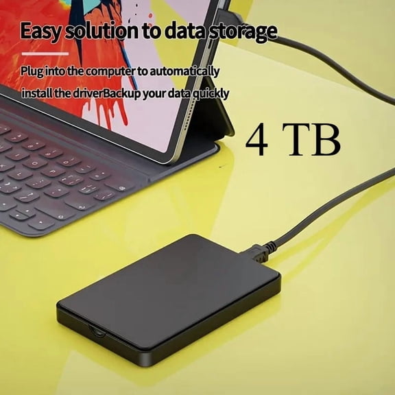 Stylish 4TB Portable External Drive USB 3.0 High-Speed Compact Storage Seamless for Ipad & Windows Laptop Compatibility School Work