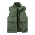 thumbnail image 3 of Yusimy Men's Casual Solid Color Lightweight Vest Stand-Up Collar Multi-Pocket Workwear Outdoor Big Size Functional Vest, 3 of 4