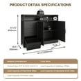 thumbnail image 3 of Juiluna 47" Farmhouse Sideboard Buffet Cabinet with Storage, Antique Black Storage Cabinet with 2 Barn Doors and 3 Drawers, Coffee Bar Station Table with Built-in Power Outlet for Kitchen, Livingroom, 3 of 10