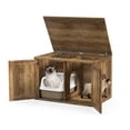 thumbnail image 4 of Demi Bonn 31" Cat Litter Box Enclosure with Double Barn Doors and Removable Divider, Flip Top Hidden Cat House Washroom Furniture, Brown, 4 of 8