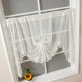 thumbnail image 4 of AUQ Beige Flower Lace Tie Up Embroidered Sheer Roman Curtains for Small Window Bathroom Window Curtain Adjustable Balloon Curtains for Living Room Bathroom 1 Panel W59 X L39 Inch, 4 of 7