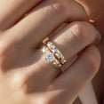 thumbnail image 4 of Two-Tone 925 Gold Plated Sterling Silver Hammered Wedding Ring Band White CZ Female Size 6, 4 of 4