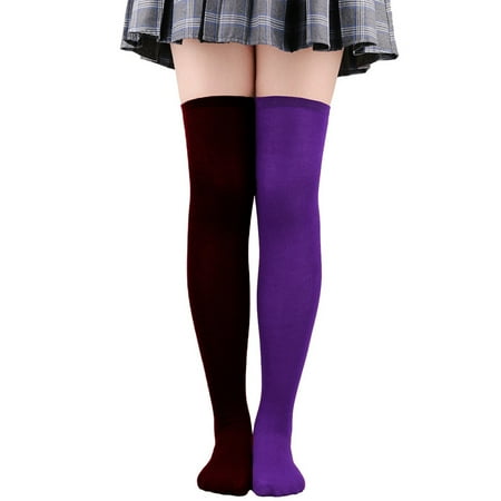 

Womens Long Socks Color Matching Thigh High Socks Over The Knee Socks Festival Christmas Rave Burger