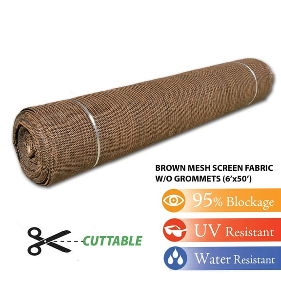 Fence4ever 6ft x 50ft Brown Sunscreen Shade Fabric Roll 95% UV Block