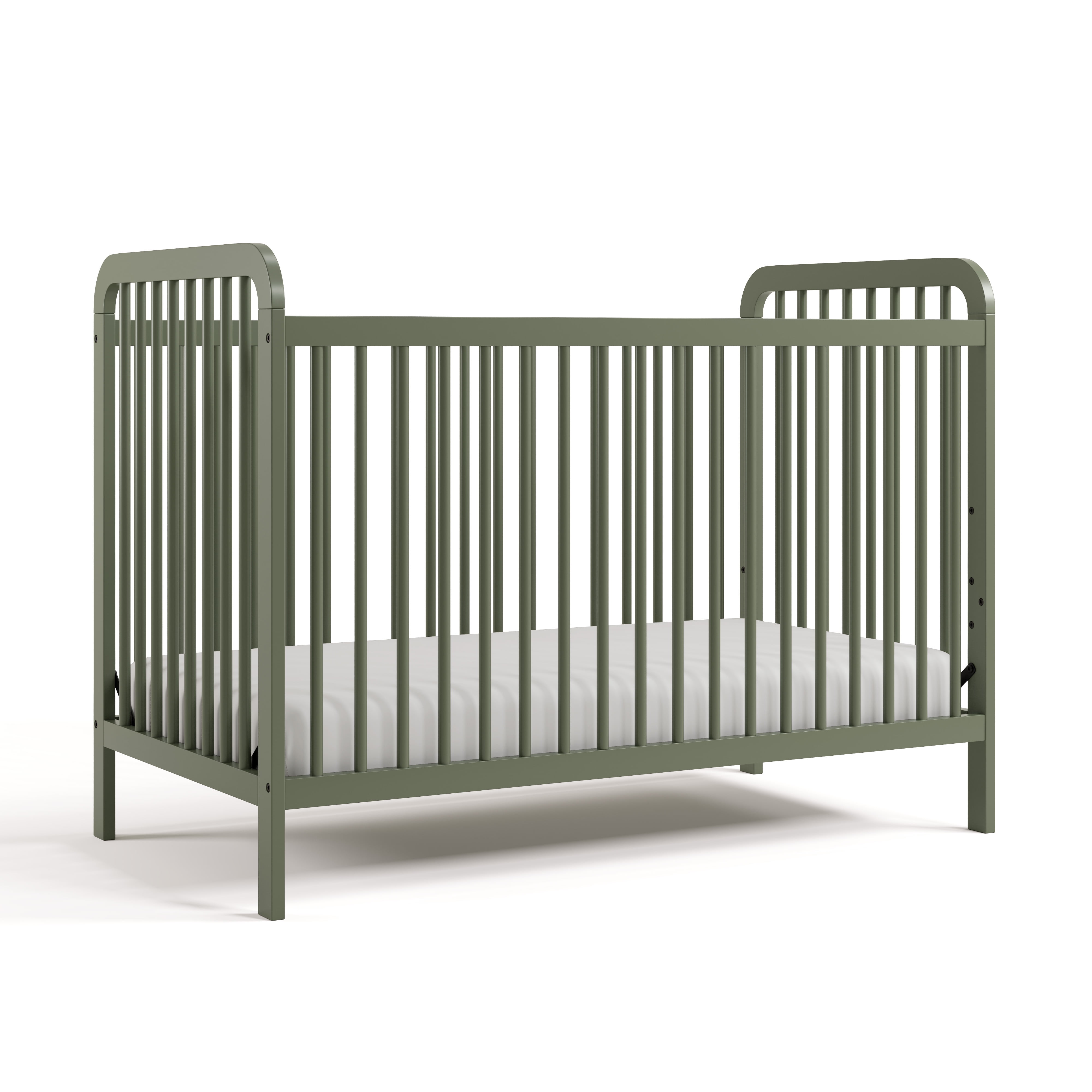 Storkcraft Pasadena 3-in-1 Convertible Crib – GREENGUARD Gold Certified, 100% Solid Wood, Fits Standard Crib Mattress, Converts to Toddler Bed and Daybed, 4 Mattress Heights   Olive