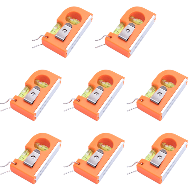 Mini Herramienta 2 en 1 Nivelador Burbujas Gancho Cadena Metal () Naranja
