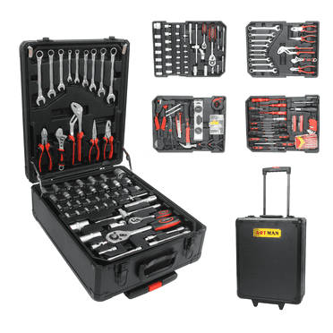 ARTMAN 899pcs Tool Set Box Tool Storage, Household Repair Hand Tool Kit, Mechanics Tool Kit with Trolley Case for Garage Workshop Warehouse