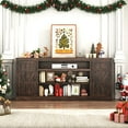 thumbnail image 6 of 75" Farmhouse TV Stand for up 80" 85" TVs, 33" Tall Highboy Entertainment Center w Outlets USB Ports, Rustic Wood Media Console Cabinet w/Storage Shelves for Living Room Bedroom, 6 of 8