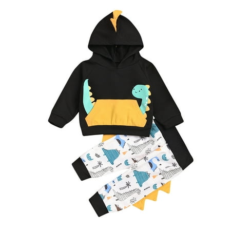

QWERTYU Newborn Infant Baby Toddler Outfits Pullover Hoodie and Pants Set Long Sleeve Clothing Set Cartoon Animal for Boy 0-2Y
