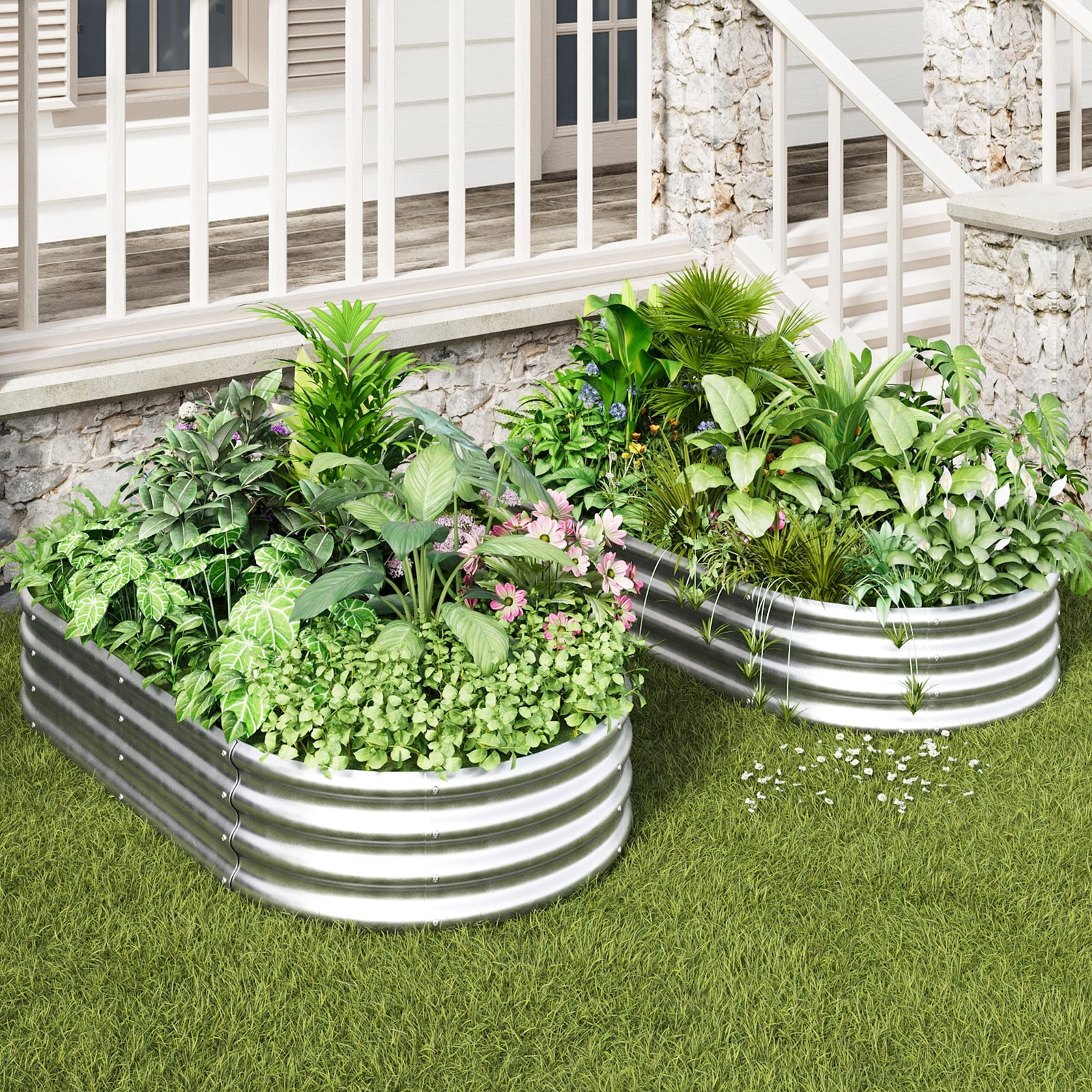 JF 2 Pcs Raised Garden Bed,Galvanized Raised 6×3×1ft Planter Boxes Outdoor with Easy Assembly, Large Garden Bed for Vegetables, Fruits, Flower
