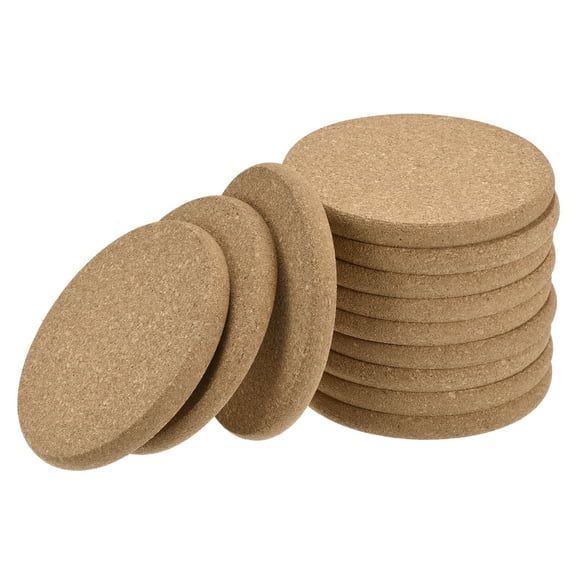 Uxcell 100mm(3.94") Round Coasters 10mm Thick Cork Cup Mat Pad Round Edge 12 Pack