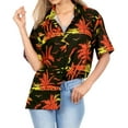 thumbnail image 2 of LA LEELA Hawaiian Shirts Womens Casual Summer Beach Party Blouse Shirt Tropical Blouses Short Sleeve Button up Dress Shirts Dresses for Women XL Night View Palm, Black, 2 of 4