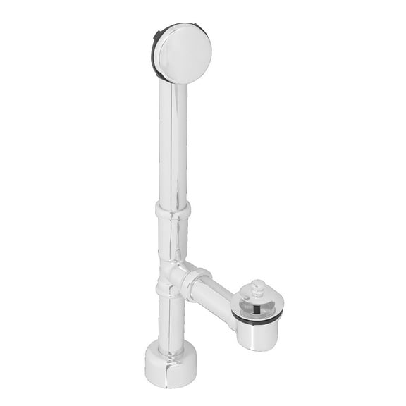 Westbrass 14" 17 ga. Twist & Close Brass Bathtub Drain Assembly with No-Hole Overflow, Fully Finished, Powder Coat White