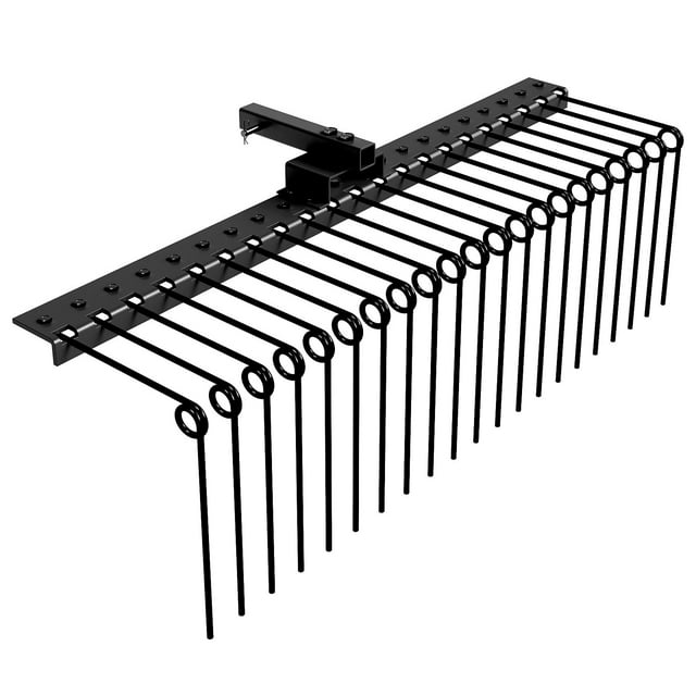 GloryStar Heavy Duty Steel Landscape Rake for Pine Straw, Tow-Behind Attachment for 2-Inch Receivers, Compatible with Lawn Tractors, ATV/UTV, Effective for Ground Leveling and Leaf Cleanup