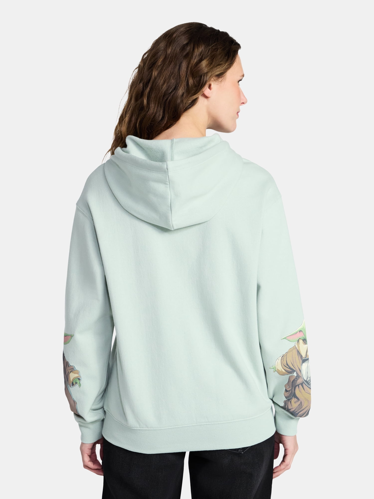 The Mandalorian Women's Grogu Graphic Zip-Up Hoodie with Long Sleeves, Sizes XXS-XXL