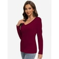 thumbnail image 3 of Women's V-Neck Long Sleeve T-Shirt - Basic Tee Top, Comfortable Casual Shirt, 3 of 4
