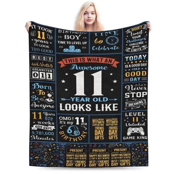 11 Year Old Boy Gifts, 11 Year Old Boy Birthday Gift, Happy 11th Birthday Boys Blanket, Best & Coolest Gifts for Eleven Year-Old Boys Soft Throw Blanket 50x40