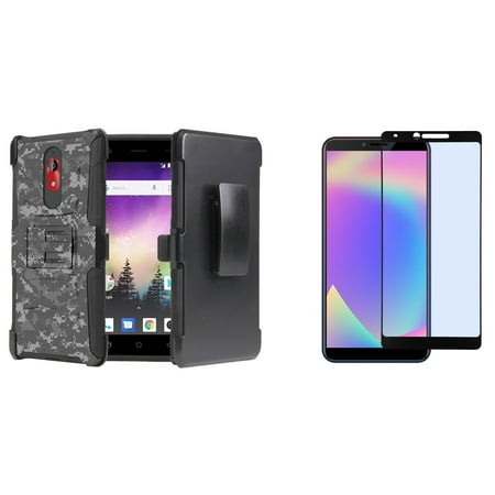 BC Armor Series Compatible with Coolpad Legacy (2019) Case with Dual Layer Belt Clip Holster Stand Cover (Digital Pixel Camo), Tempered Glass Screen Protector and Atom (Pixel Gun 3d Best Weapons 2019)