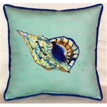 Betsy Drake HJ606C Betsys Shell - Teal Indoor & Outdoor Throw Pillow- 18 x 18 in.