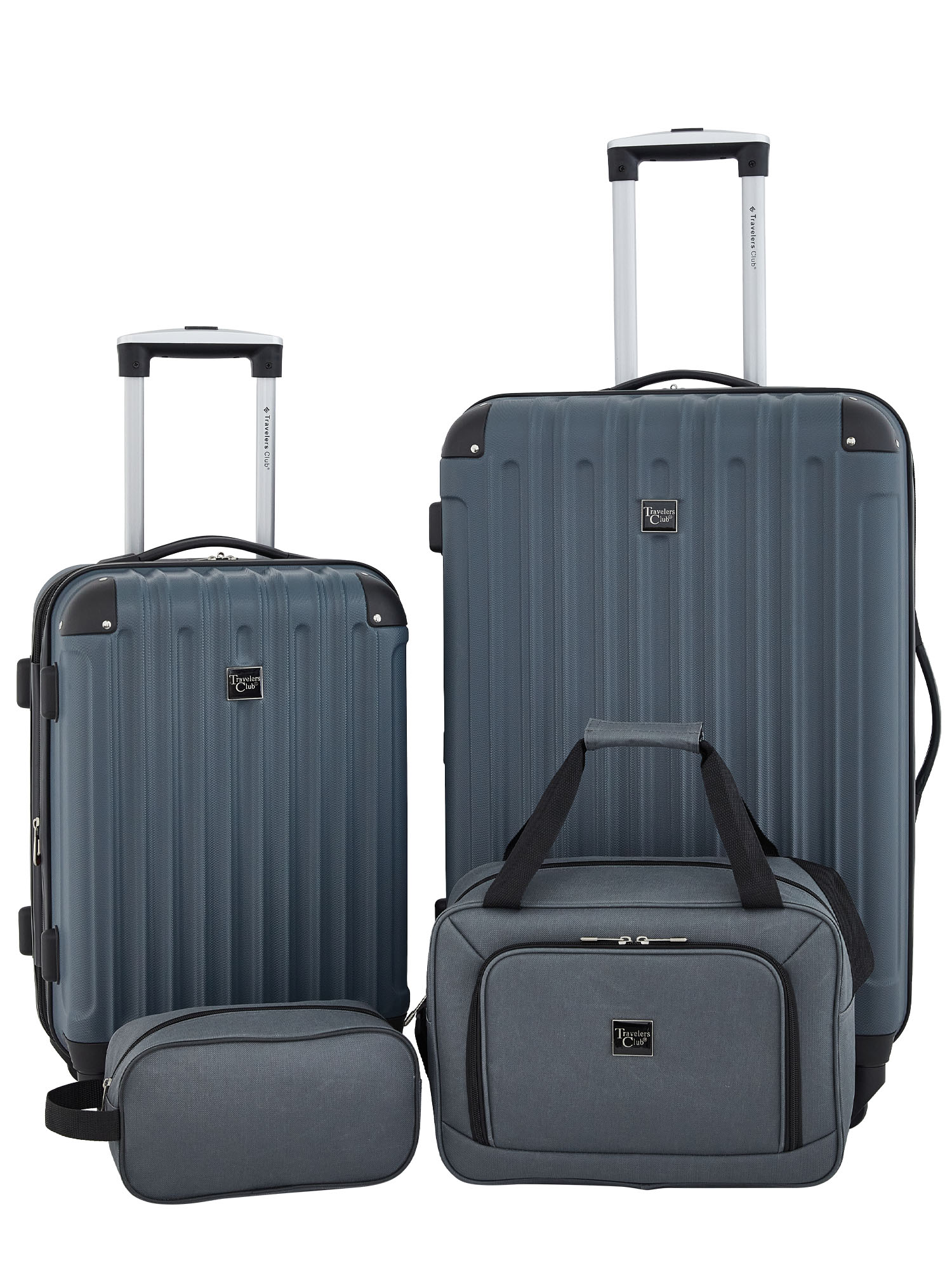 Travelers Club 4-Piece Hard Side Luggage Set with Spinner Wheels - Dark Slate Gray