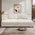 thumbnail image 2 of BUIORD 79.5" Oversized Sectional Chaise Lounge, Upholstered Corduroy Sectional Couch with Side Storage Rack, Sleeper Lounge Chair for Living Room, Beige, 2 of 11