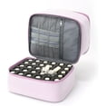 thumbnail image 3 of Portable Double Layer Cosmetic Bag, Large Capacity Nail Polish Organizer Case for Travel, Makeup Tote with 2 Compartments Zipper Pocket, Holds 30 Bottles Nail Polish,Pink, 3 of 4